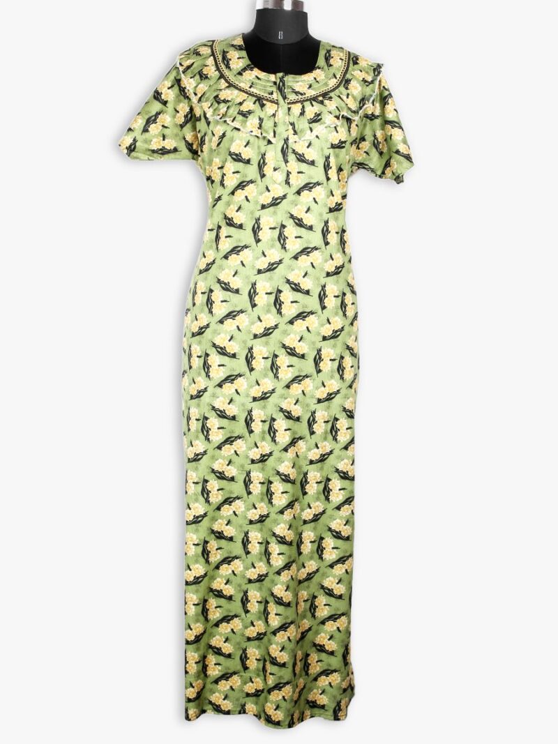 Women's Cotton Zipper Nighty, Prill Style ,Mint Green