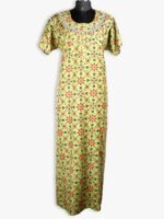 WN-SADIQ-62-OG-XXL--3-F Women's Cotton Zipper Nighty, Prill Style ,Olive Green