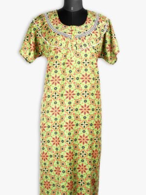 Women's Cotton Zipper Nighty, Prill Style ,Olive Green