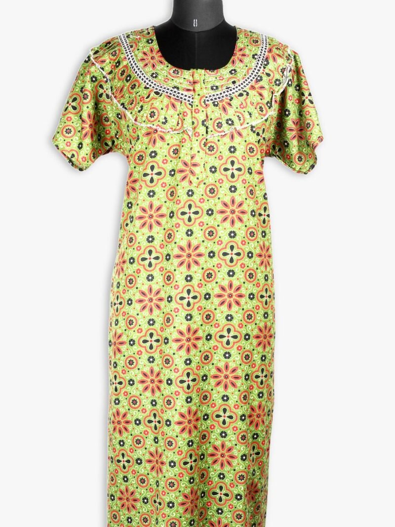 WN-SADIQ-62-OG-XXL--3-F-crop Women's Cotton Zipper Nighty, Prill Style ,Olive Green