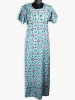 WN-SADIQ-62-SG-XXL-05-F Women's Cotton Zipper Nighty, Prill Style ,Seafoam Green