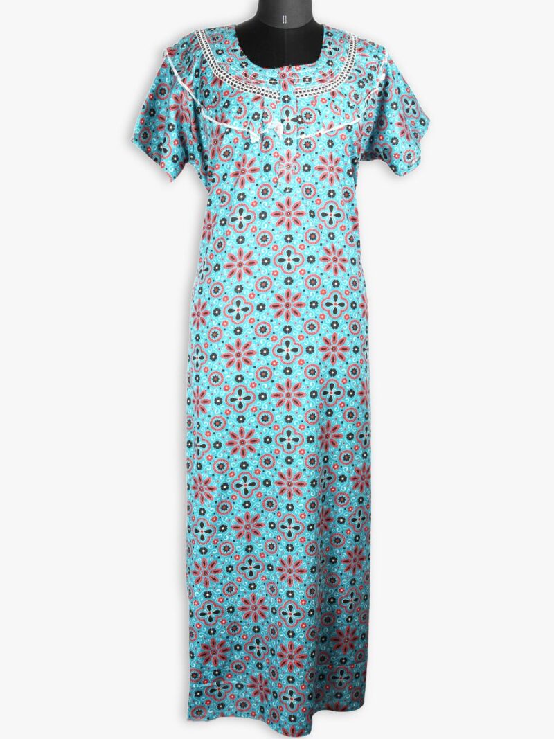 Women's Cotton Zipper Nighty, Prill Style ,Seafoam Green
