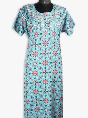 Women's Cotton Zipper Nighty, Prill Style ,Seafoam Green