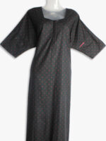 Black Cotton Zipper Nighty for Women