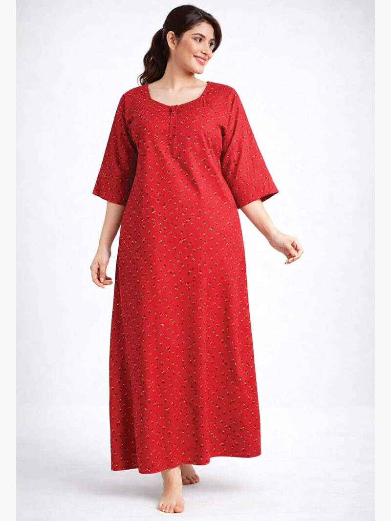 WN-TARA-39-MR-3XL-01-F Maroon Cotton Nighty for Women