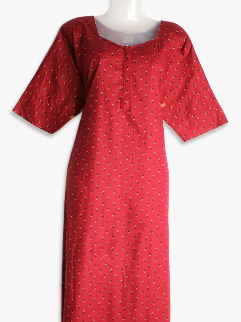 WN-TARA-39-MR-3XL-01-F-crop Maroon Cotton Nighty for Women