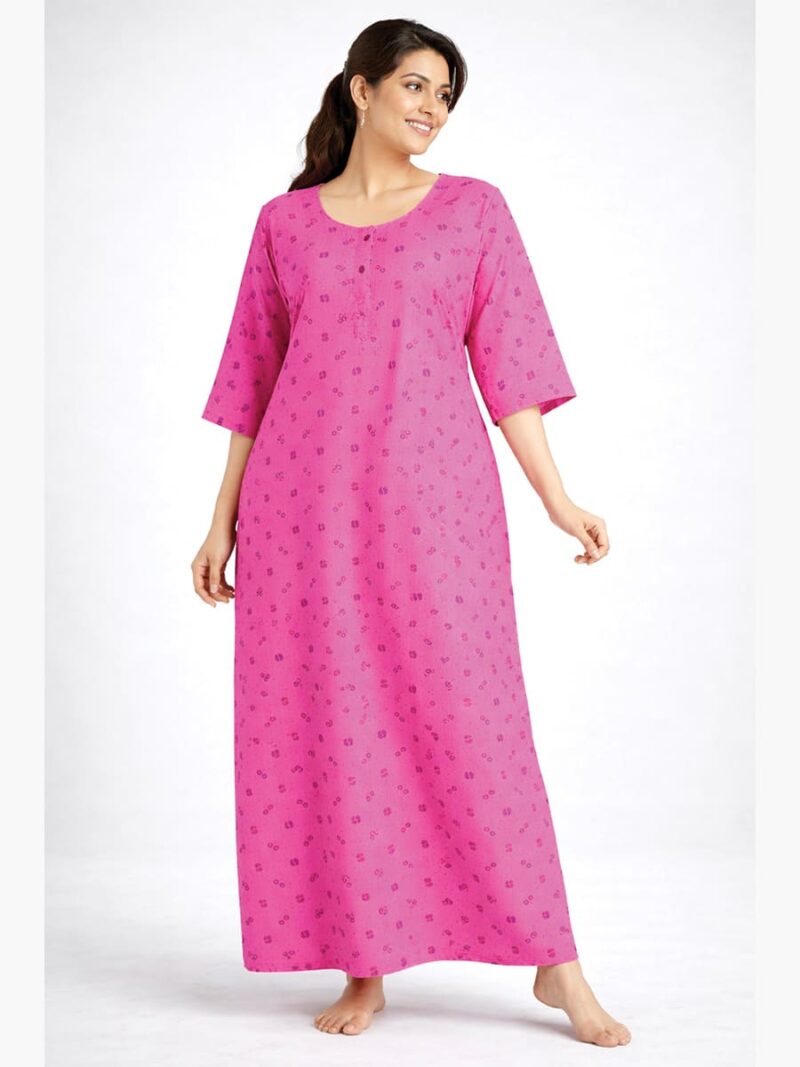 Pink Cotton Nighty for Women