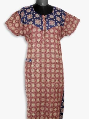 women cotton ajrakh model nighty