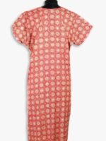 Women's Cotton Ajrakh Model Zipper Nighty ,Red