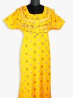 WN-TWIN ROSES-67-OR-XXL-02-F-crop Women's Cotton Zipper Nighty, Frill Style, Orange