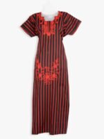 Red Cotton Nighty with Floral Embroidery