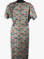 Women's Cotton Zipper Nighty, Frill Style, Caramel