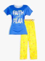 WNS-SYLO-877-BL-S-01-T-Full Women’s Cotton Night Suit Pajama Set, Printed ,Blue