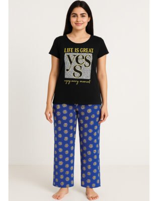 Women’s Cotton Night Suit Pajama Set, Printed