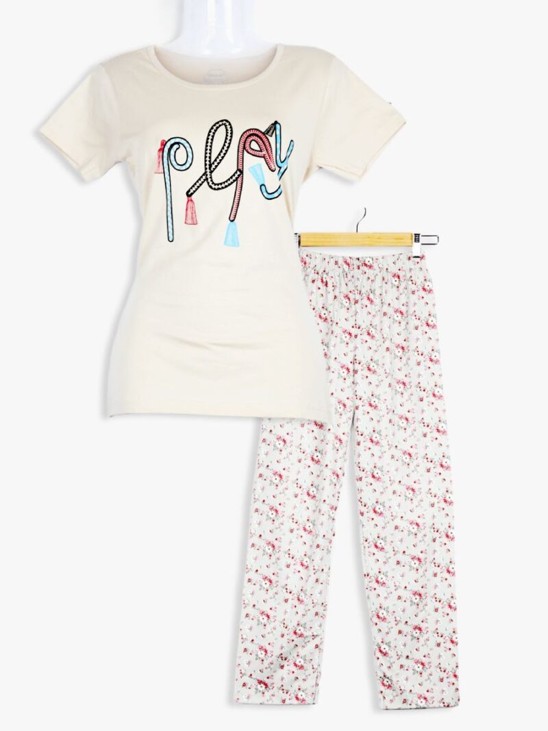 Women’s Cotton Night Suit Pajama Set, Printed