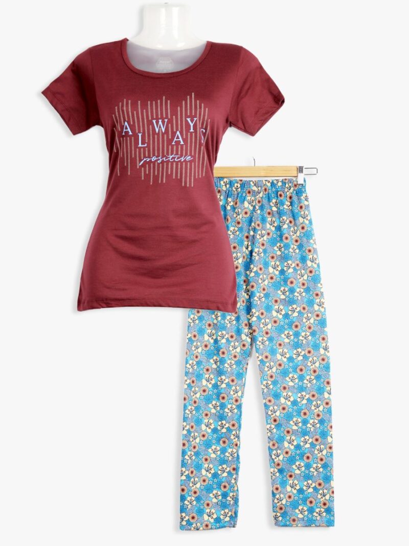 Women’s Cotton Night Suit Pajama Set, Printed