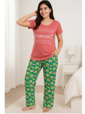 Women’s Cotton Night Suit Pajama Set, Printed