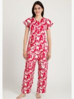 WNS-VENIS-874-RD-L-01 women cotton night suit