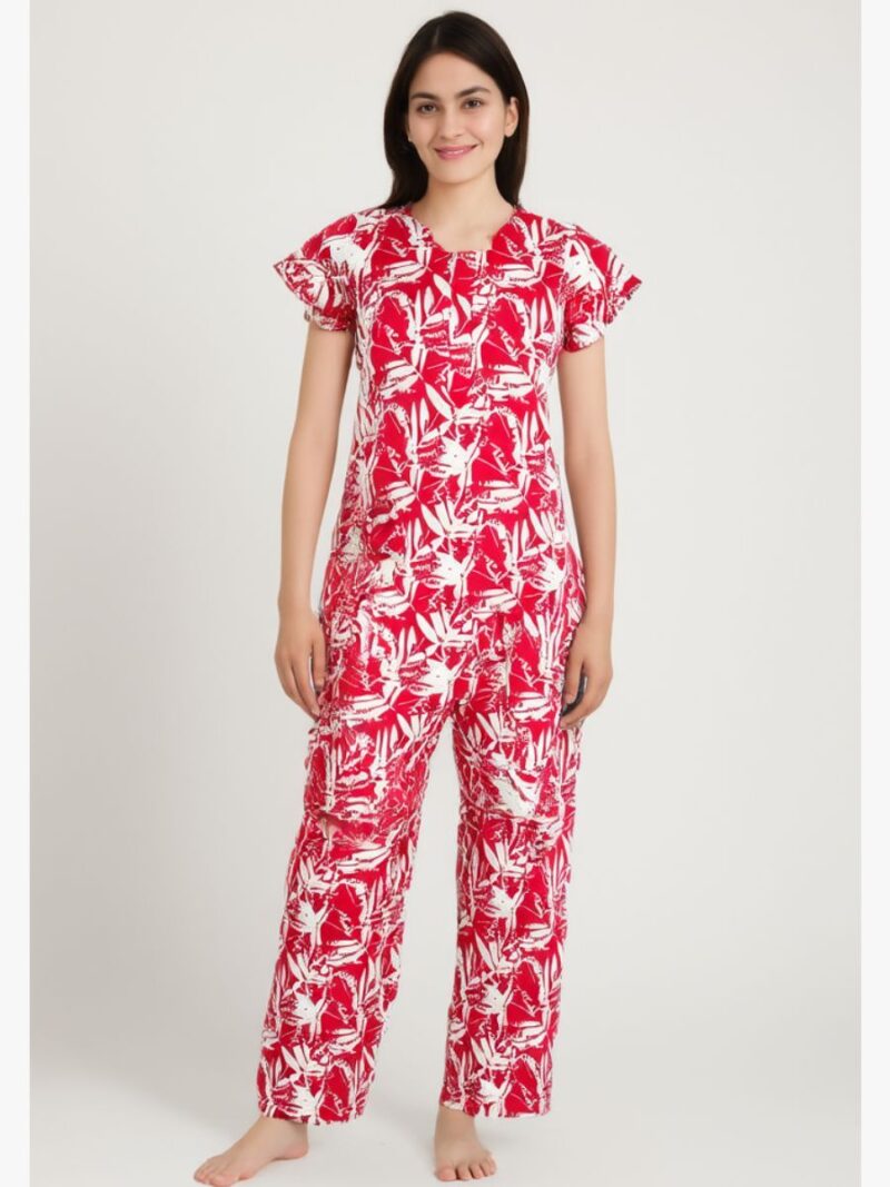 WNS-VENIS-874-RD-L-01 women cotton night suit