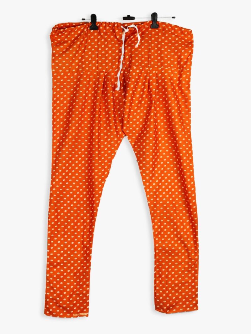 Women Cotton Night Suit, Dotted Print, Orange