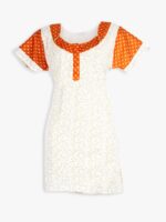 WNS-YOGA-872-OR-XL-04-T-F Women Cotton Night Suit, Dotted Print, Orange