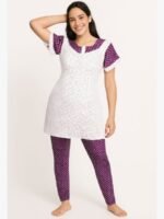 WNS-YOGA-872-PP-XL-02-1 Women Cotton Night Suit, Dotted Print, Purple