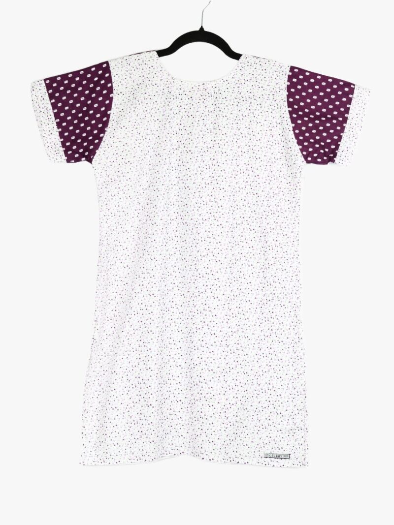Women Cotton Night Suit, Dotted Print, Purple