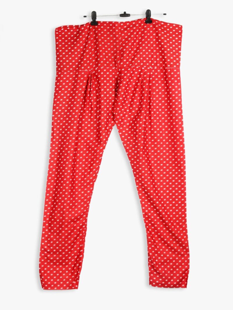 Women Cotton Night Suit, Dotted Print, Red