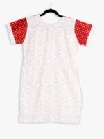 Women Cotton Night Suit, Dotted Print, Red