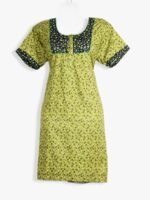 WNS-YOGA-886-0G-XXL-2-T-F Women Cotton Night Suit, Dotted Print, Olive Green