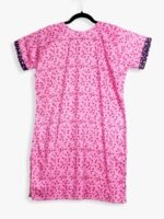 Women Cotton Night Suit, Dotted Print, Dusty Pink