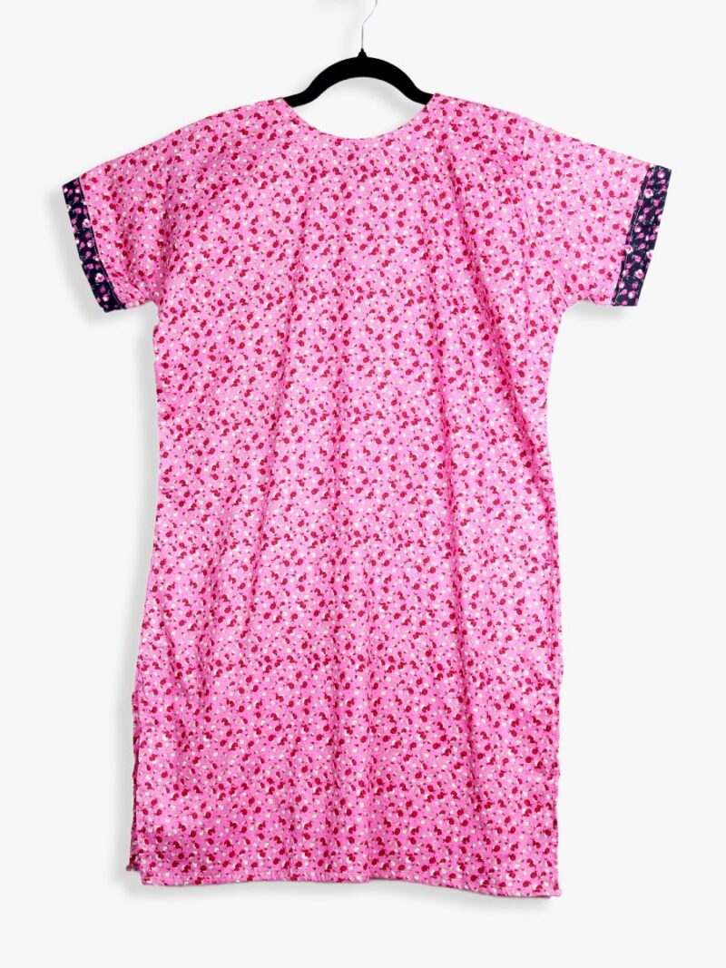 Women Cotton Night Suit, Dotted Print, Dusty Pink