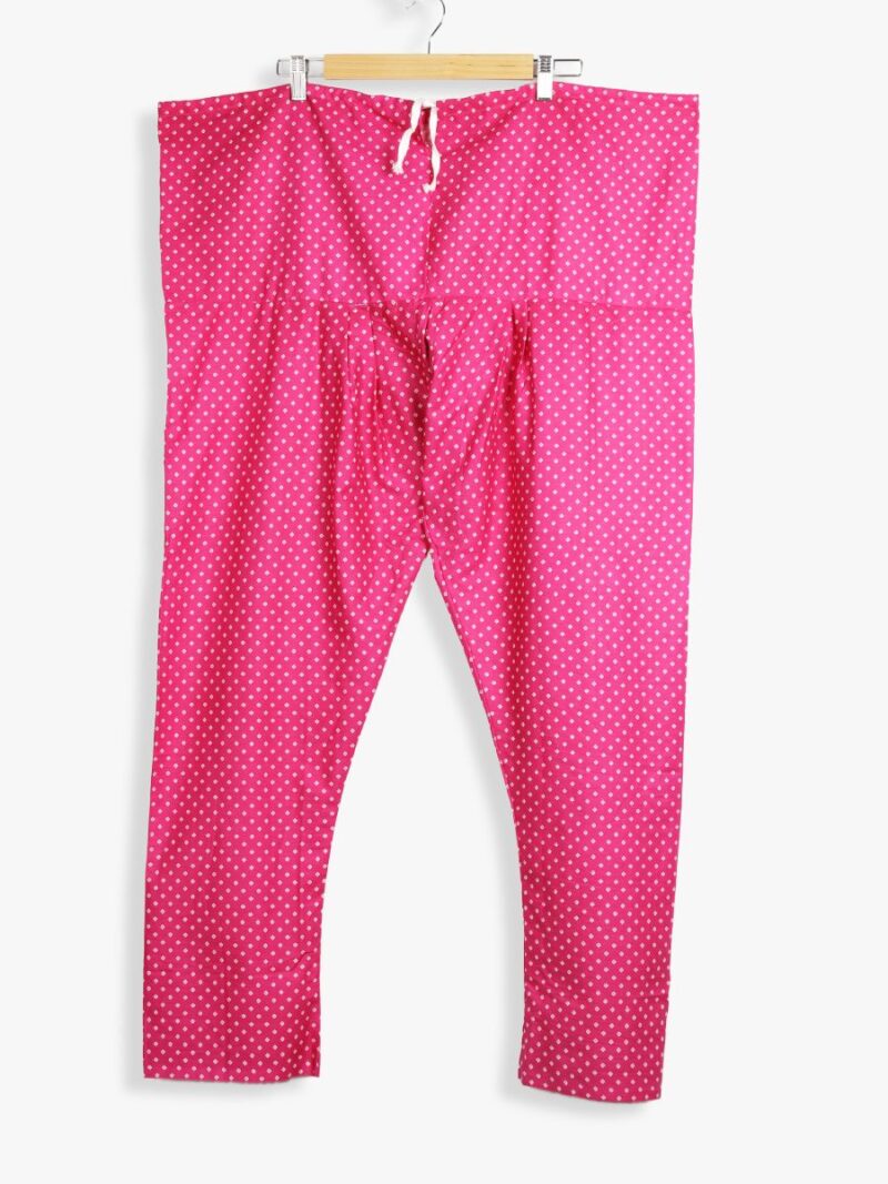 Women Cotton Night Suit, Dotted Print, Raspberry