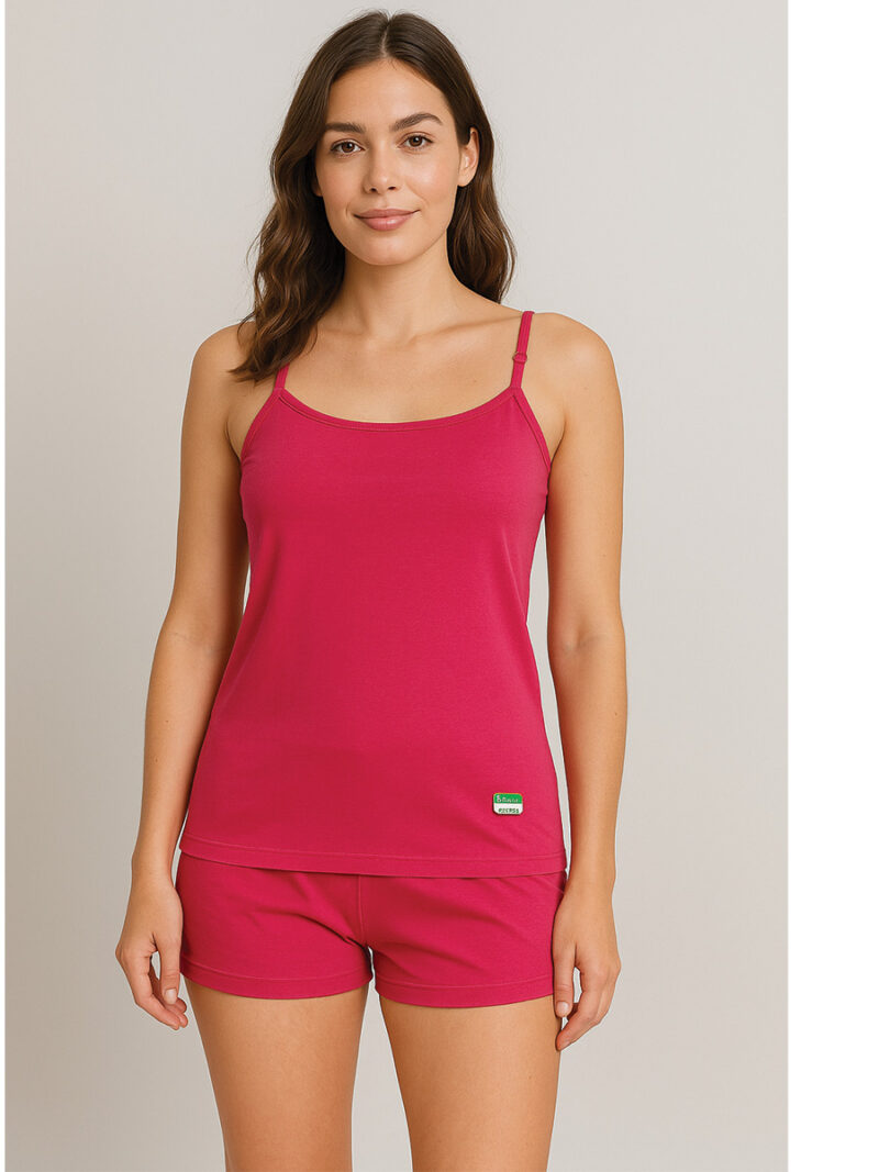 WSL-REVOS-01-RBY-L-05-F Women's Cotton Camisole Top, Raspberry