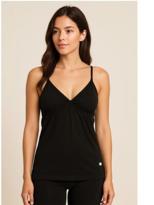 Women's Cotton V-Neck Bra Slip, Black