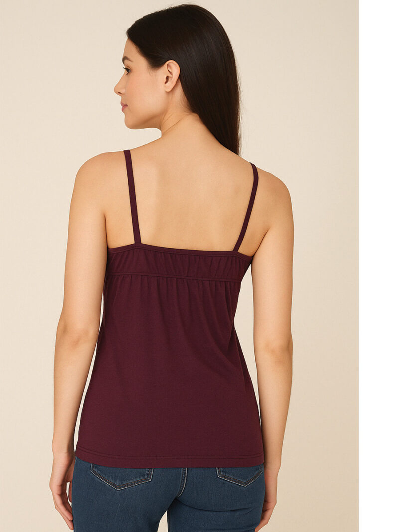 Women's Cotton V-Neck Bra Slip, Burgundy
