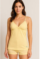 WSL-REVOS-02-CRM-M-08-F Women's Cotton V-Neck Bra Slip, Cream