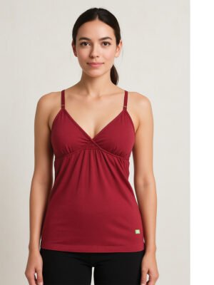 Women's Cotton V-Neck Bra Slip, Maroon