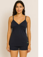 Women's Cotton V-Neck Bra Slip, Navy Blue