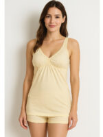 WSL-WP-02-CRM-L-01-F Women's Cotton V-Neck Bra Slip, Cream
