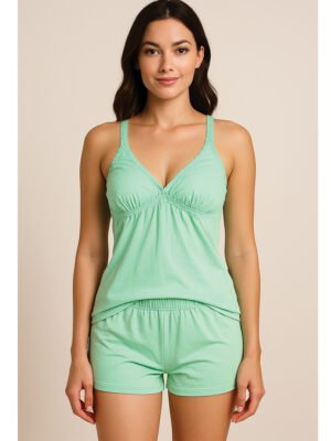 Women's Cotton V-Neck Bra Slip, Mint Green