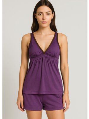 Women's Cotton V-Neck Bra Slip, Purple