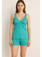 WSL-WP-02-TQ-XS-04-F Women's Cotton V-Neck Bra Slip, Turquoise