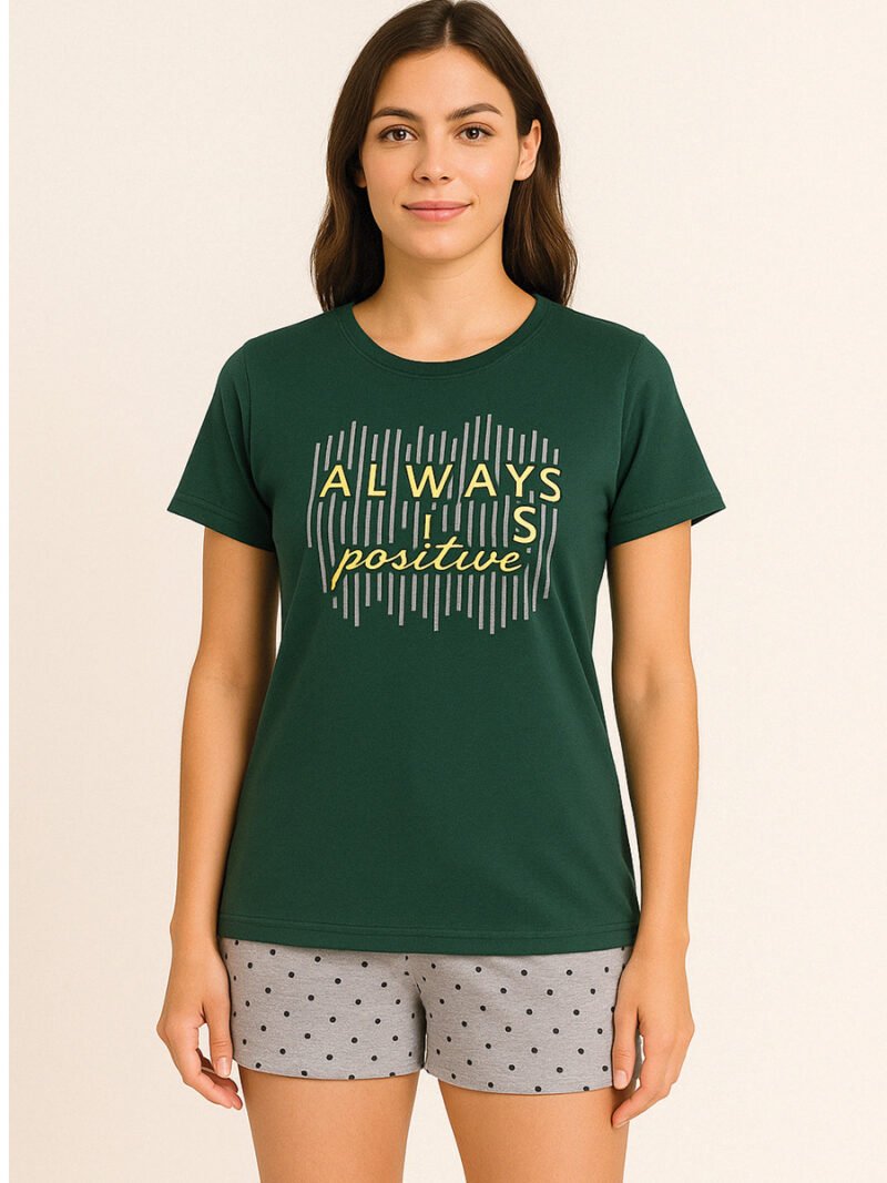 Women’s Printed Cotton T-Shirt, Green