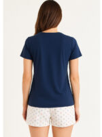 Women's Printed Cotton T-Shirt , Navy Blue
