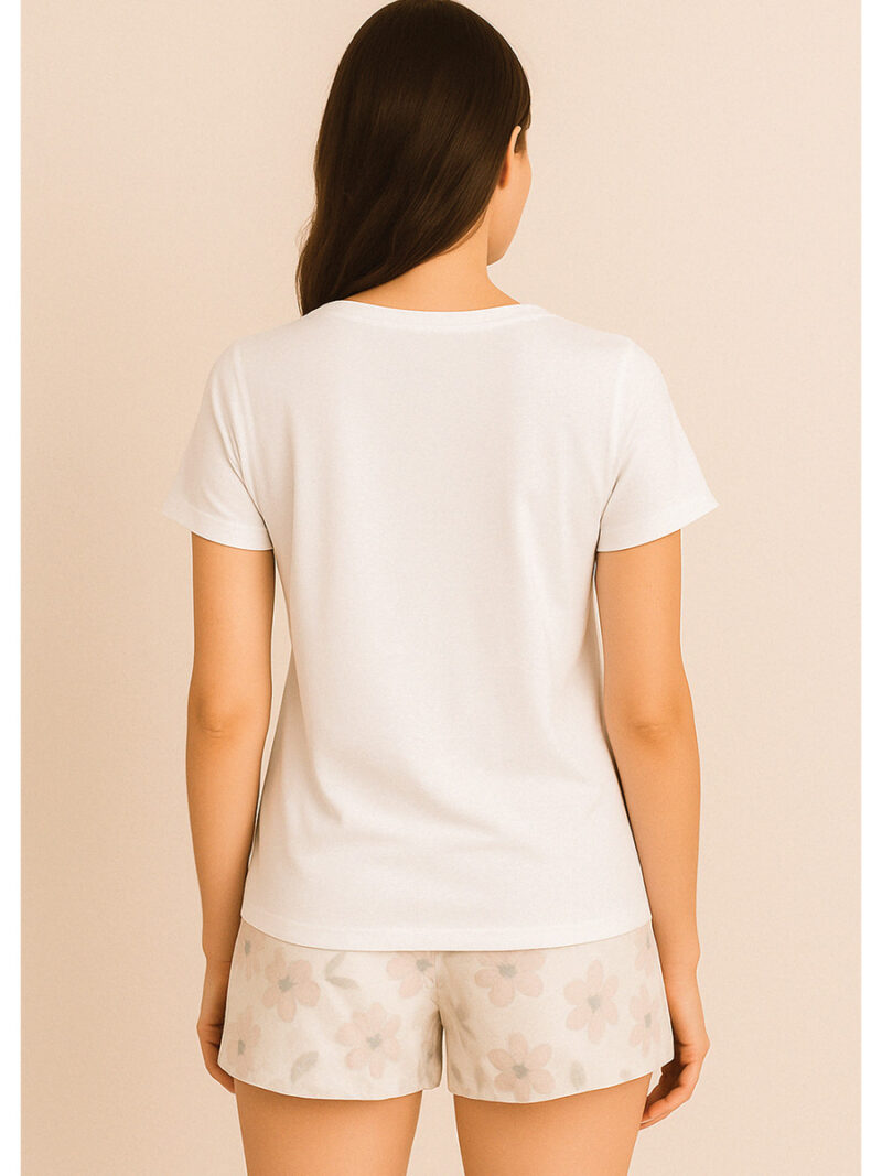 Women’s Printed Cotton T-Shirt, Pearl