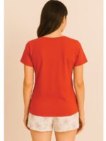 WTS-TARA-01-RD-L-10-B Women's Printed Cotton T-Shirt , Red
