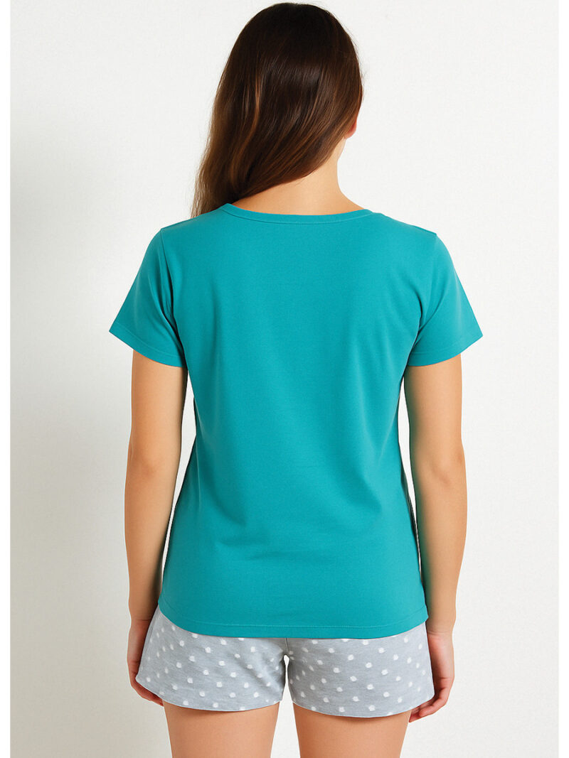 Women's Printed Cotton T-Shirt , Turquoise