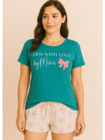 WTS-TARA-01-TQ-L-01-F Women's Printed Cotton T-Shirt , Turquoise