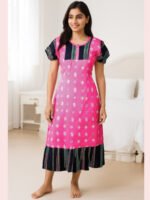 Women Printed Cotton Frock Nighty ,Pink